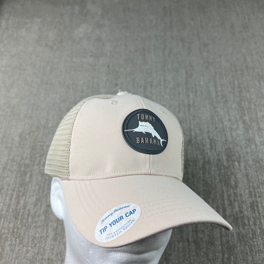 Tommy Bahama Trucker Hat Mens OS Tan Marlin Logo Mesh Snapback Beach Cap